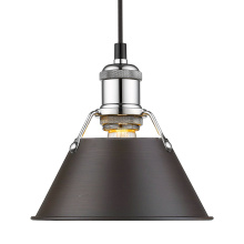 Golden Canada 3306-S CH-RBZ - Yep by Golden Lighting Orwell 1-light 8in Pendant in Chrome and Rubbed Bronze shade